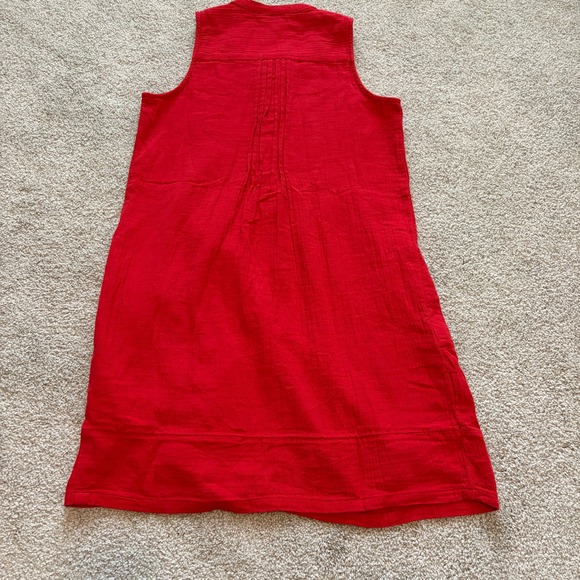 Quince Dress Womens XS Red Organic Cotton Gauze Sleeveless Swing Relaxed Casual - Picture 9 of 10